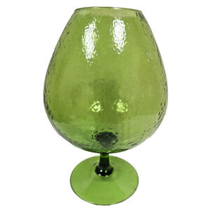 MCM Empoli Textured Green Glass Brandy Snifter - Mid Century Vintage 8.75" Large